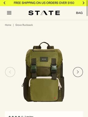 STATE Olive Green & Dark Green Backpack with Front Buckles